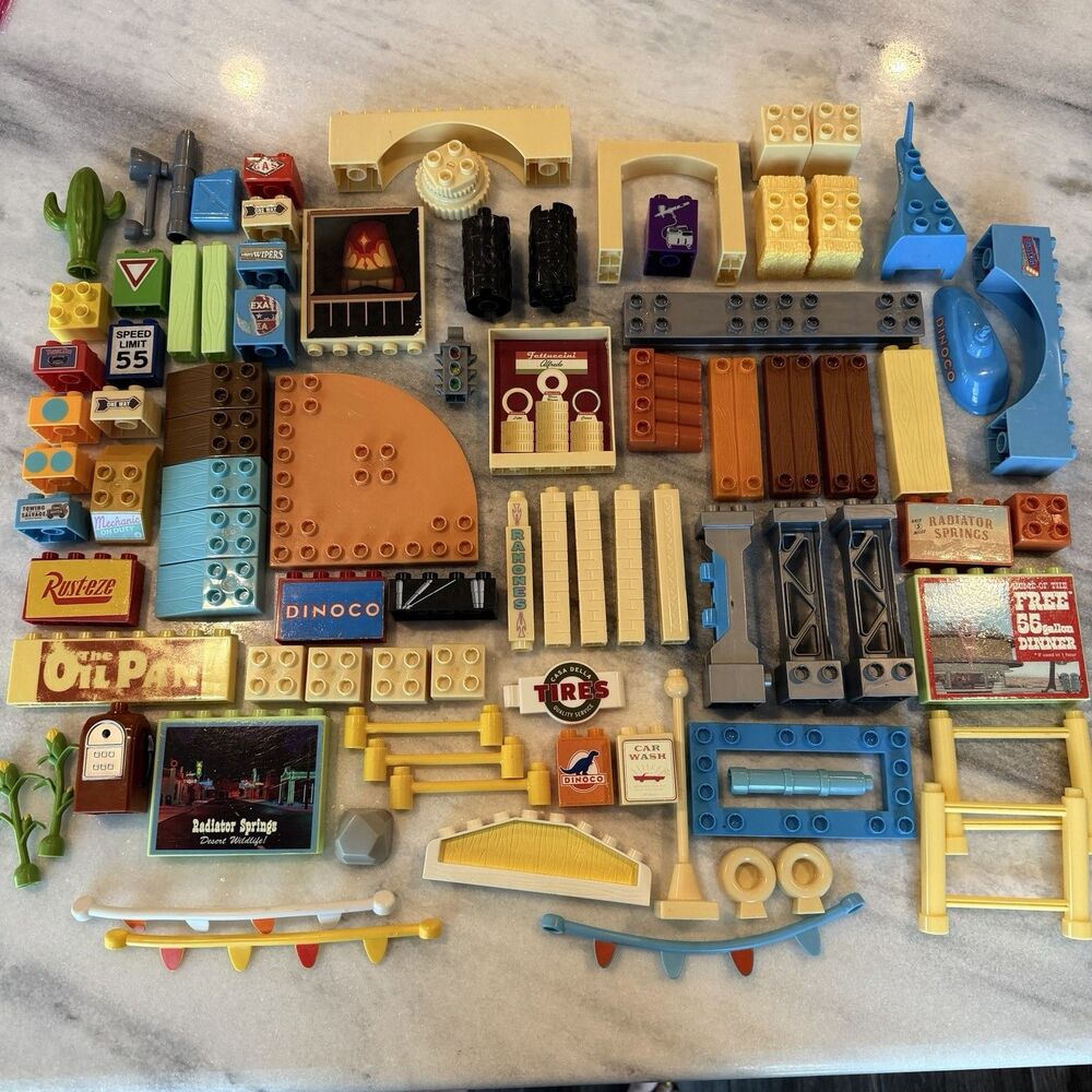 Mega Bloks Disney Cars Lot 88 Pc Mixed Sets Replacements Printed Parts & More